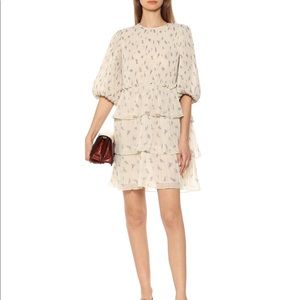 GANNI tiered ruffle floral print georgette dress